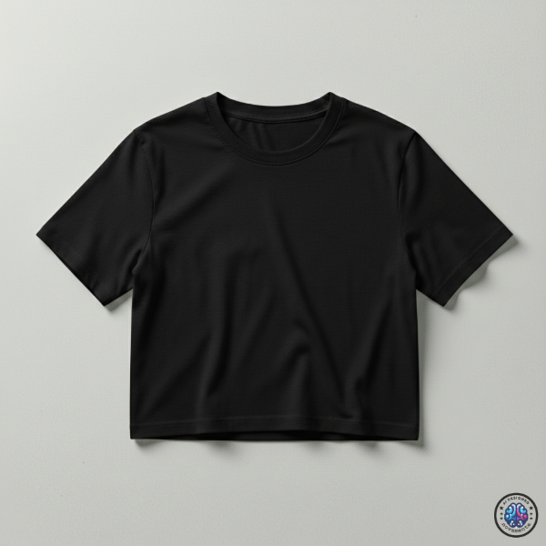 Remera Crop Mujer - Negra